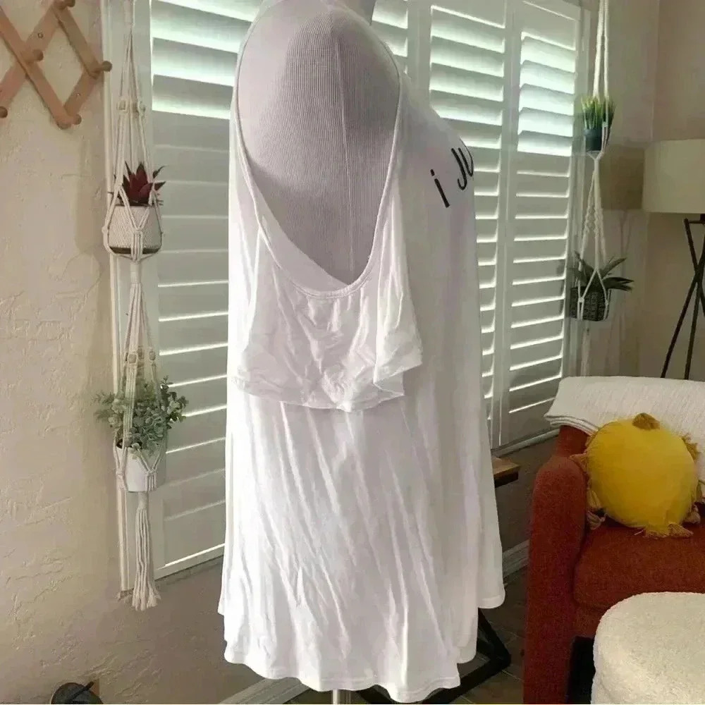 Alya white off the shoulder worded tee shirt - Picture 2 of 6